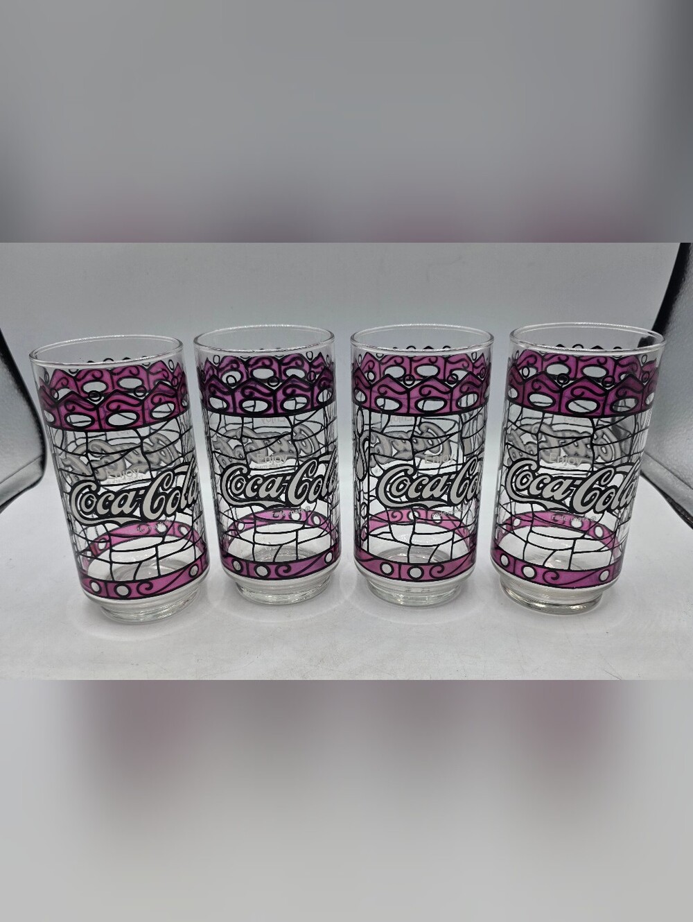 Vintage Coca Cola Libbey Co. Purple Tumbler Glasses Set Of 4.